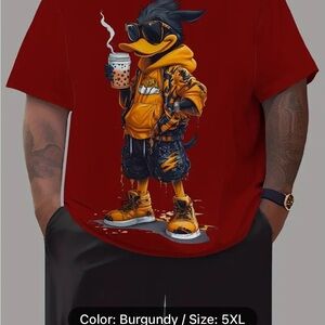 NWT!!!Graphic Tee with Cool Duck Design(color:burgundy)